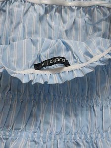 Blue &amp; White Striped Smocked Tube Top