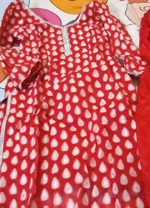 Red &amp; White Kurta Set