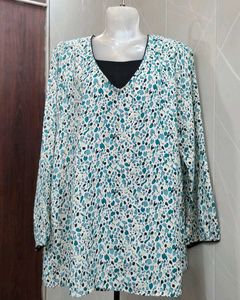Chic Printed V-Neck Long Sleeve Top