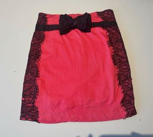 red Lace Trim gothic Mini Skirt
