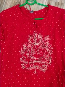Red Full Sleeve Rayon Best Quality Soft Fabric Kurti 🎉🎉🥳🥳🥳