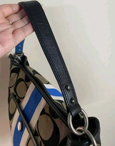 Y2K Coach Signature Striped Shoulder Bag