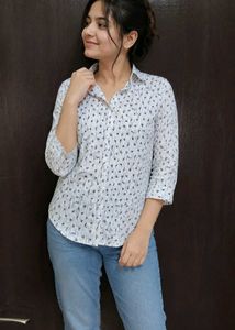 Chic White Floral Print Shirt