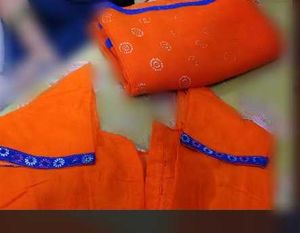 SPECIAL OFFER 🎉Vibrant Orange Saree and blouse