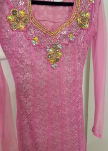 Elegant Pink Embellished Indian Outfit