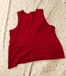 Red Ribbed Sleeveless Tank Top