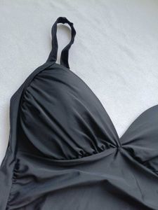 Chic Black Ruched tankini top