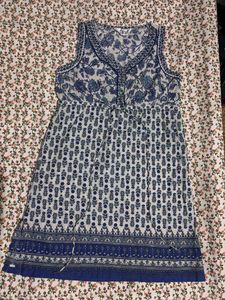 Bohemian Blue &amp; White Mini Dress