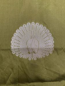 New Olive Green Saree with Peacock Motif