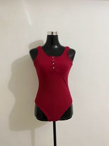 Red Sleeveless Bodysuit