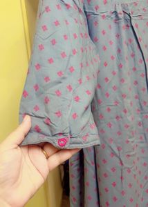Gray Tunic Top &amp;Fushia Pink Scarf Set