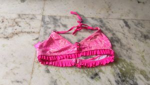 Pink Ruffled Bikini Top