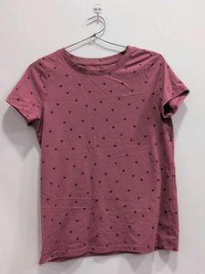 Cute Pink Heart Print T-Shirt