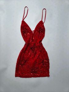Sparkling Red Sequin Party Mini Dress