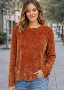 Cozy Brown Velvet Pullover Sweater