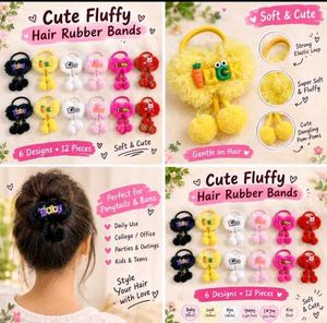 🎀 Pack of 10 Cute Fur Rubber Bands for Girls 🎀