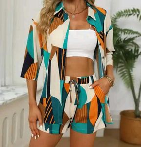 Abstract Print Shirt & Shorts Set