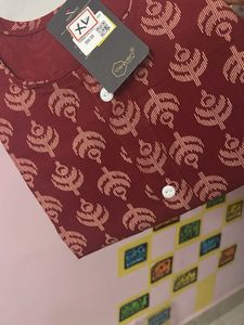 Maroon Printed Kurta