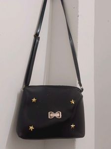 Star Studded Black Sling Bag