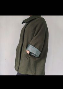 Imported Leather Sleeves Poncho/Coat