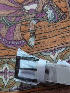 Stylish White Leather Belt