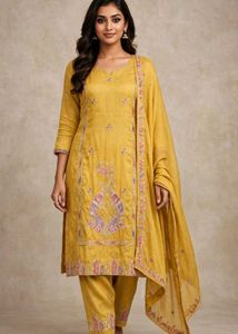 Yellow Kurta Set with Embroidery