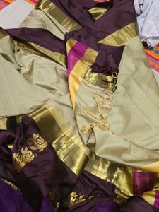 Elegant Beige Saree with Rich Border( no blouse )
