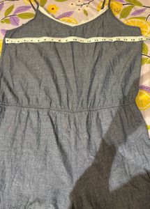 Denim Lace Trim Jumpsuit