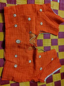 Orange Checked Blouse