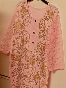 Pink Floral Embroidered Kurta
