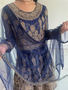 Anarkali-style kurti paired with a lehenga