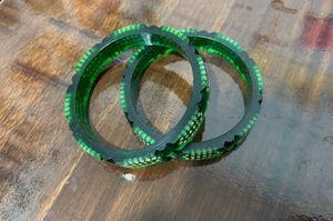 Stunning Emerald Green Bangles with Rhinestones