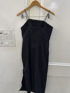 Sleek Black Midi Slip Dress