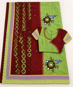 beautiful multi colour embroidery georgette saree