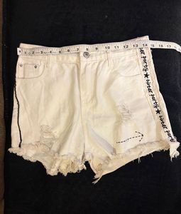 Gothic White Distressed Denim Shorts
