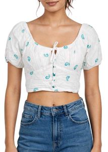 White Paisley Print Crop Top