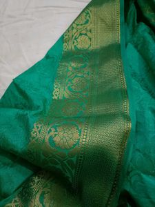 Green Banarasi Saree with free