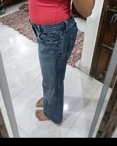 IMPORTED BLUE DENIM FLARED JEANS