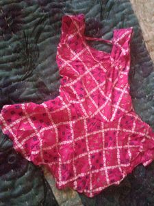 Beautiful Pink Bandhani Kurta