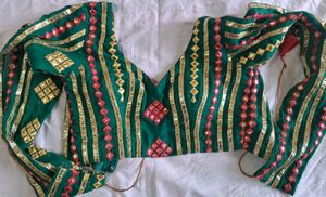 Emerald Green Embroidered Sari Blouse