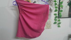 Barbie Pink One-Shoulder Ruched Tube Top