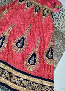 Stunning Pink &amp; Navy Blue Embroidered frock