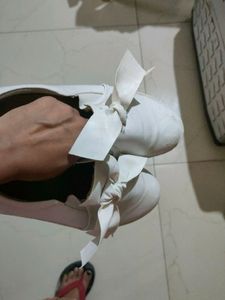 Women's White Casual Shoes With Bow Tie Cute Trend