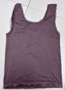 Zudio Ribbed Lace Trim Tank Top