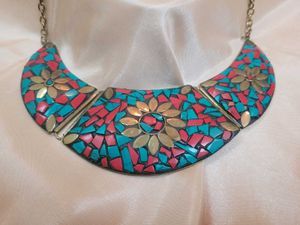 Boho Tribal Mosaic Statement Necklace