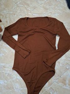 Brown Long Sleeve Bodysuit