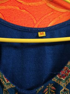Blue Printed woollen Kurta