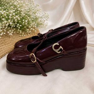Shiny Mary Jane Flats