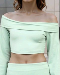 Shein Chic Off-Shoulder Crop Top &amp; Pants Set