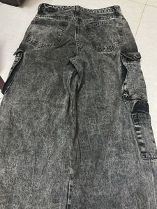 dark grey washed cargo jeans